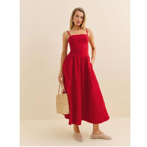 Reformation Katarin Dress in Lipstick Red - Picture 1 of 6